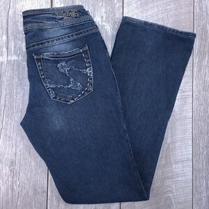Silver Jeans Julia Women 29x32 Blue Bootcut Embroidered Pockets Dark Wash